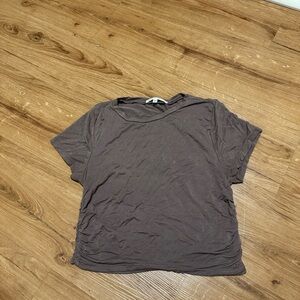 Elegant Brown Short Sleeve Women's Top